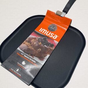 IMUSA USA 11" Nonstick Gourmet Square Griddle, Black Flat Pan, New with Tag